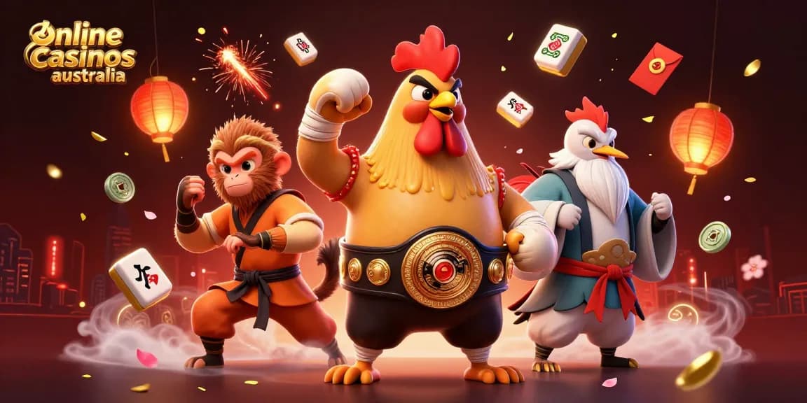 Engage with online casinos Australia through this vibrant 3D illustration featuring dynamic casino themes.