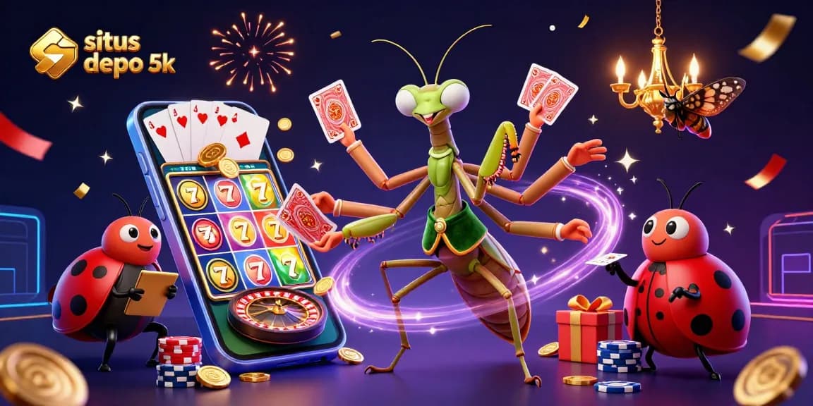 Experience excitement at situs depo 5k with vibrant slot games and festive casino elements.