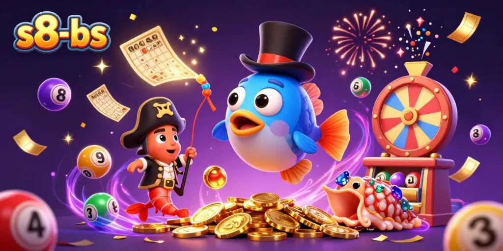 Experience big wins with s8-bs featuring a lively illustration of a deep-sea anglerfish in a casino-themed underwater setting.