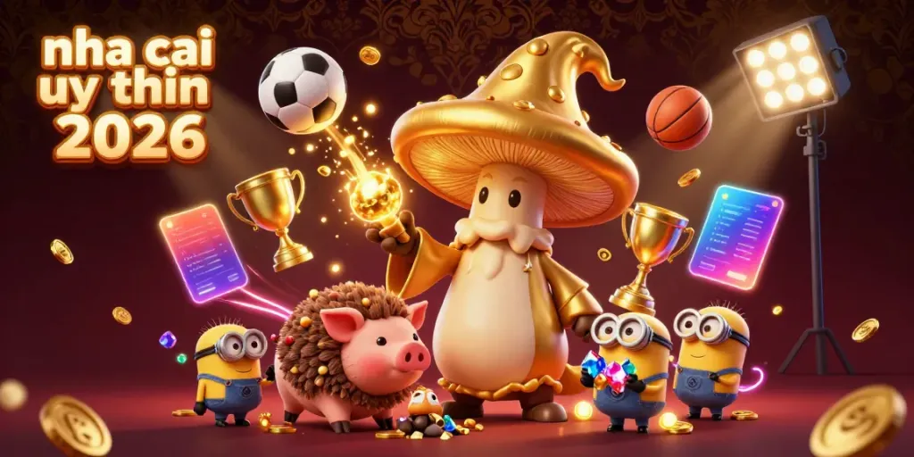 Engage with the exciting world of nha cai uy tin hiện nay 2026 through a vibrant 3D casino scene showcasing sports betting elements.