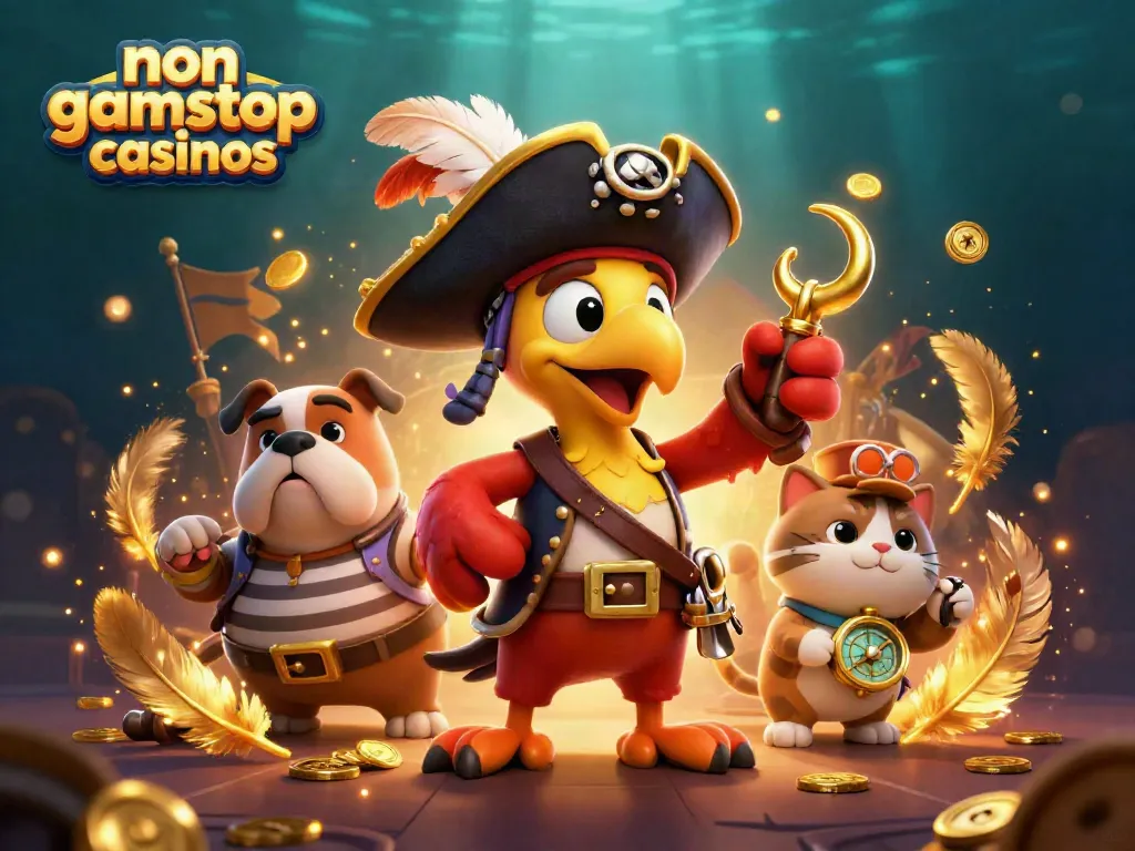Engage in thrilling gaming adventures at non gamstop casinos with vibrant characters and dynamic casino elements.