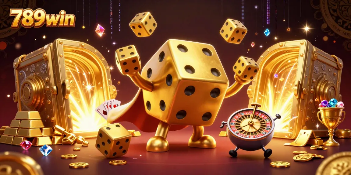 Experience thrilling gameplay at 789win with dynamic golden dice golem illustrations and vibrant casino elements.