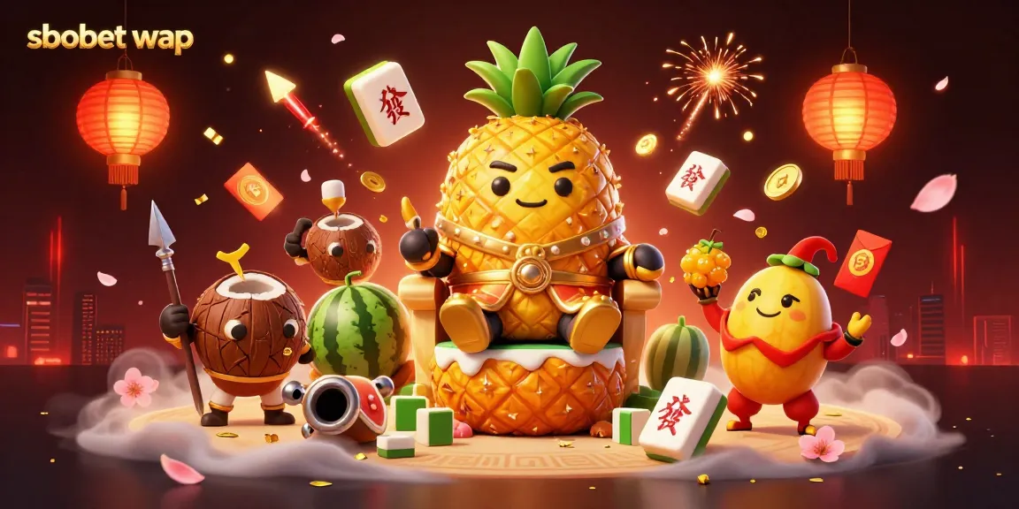 Sweep into the thrill of sbobet wap as the golden pineapple king reigns over a vibrant beach casino.
