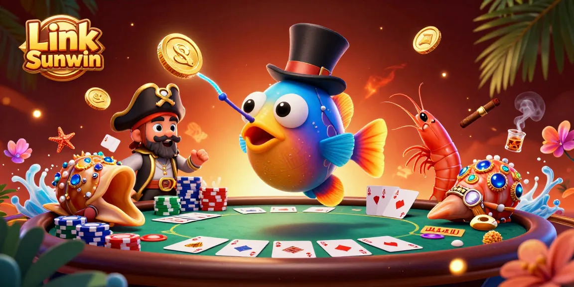 Play thrilling games with Link Sunwin featuring fun characters in an exciting casino scene.